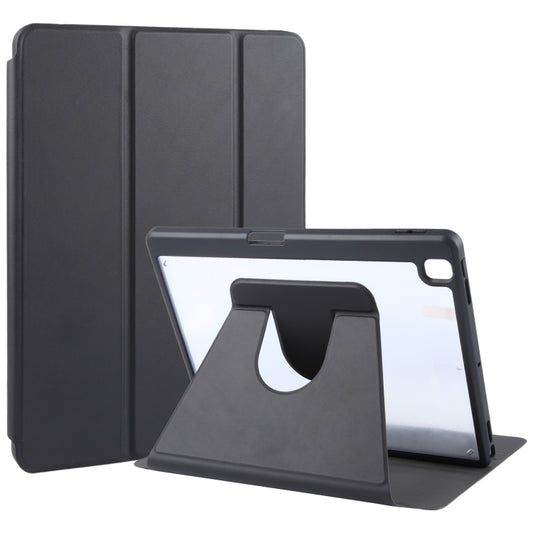 For iPad 10.2 2021 / 2020 / 2019 / Air 3 GEBEI Acrylic TPU 3-folding Rotating Smart Tablet Leather Case withh Pen Slot(Black) by GEBEI
