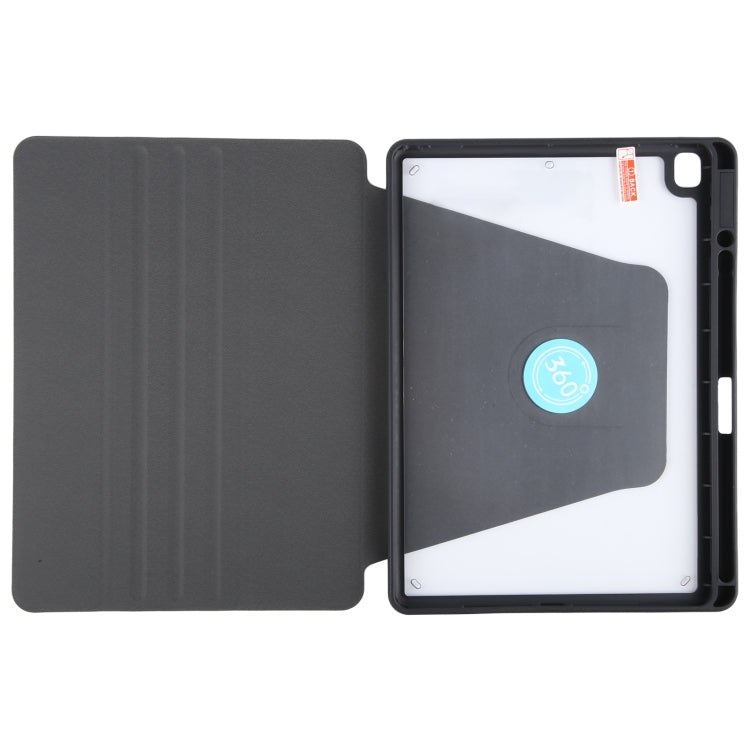 For iPad 10.2 2021 / 2020 / 2019 / Air 3 GEBEI Acrylic TPU 3-folding Rotating Smart Tablet Leather Case withh Pen Slot(Black) by GEBEI