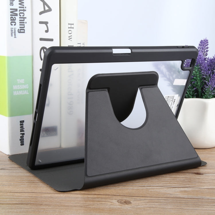 For iPad 10.2 2021 / 2020 / 2019 / Air 3 GEBEI Acrylic TPU 3-folding Rotating Smart Tablet Leather Case withh Pen Slot(Black) by GEBEI