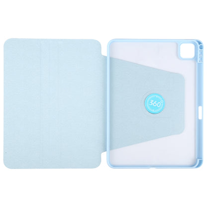 For iPad 2025 / 2022 GEBEI Acrylic TPU 3-folding Rotating Smart Tablet Leather Case withh Pen Slot(Sky Blue) by GEBEI