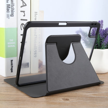 For iPad 2025 / 2022 GEBEI Acrylic TPU 3-folding Rotating Smart Tablet Leather Case withh Pen Slot(Black) by GEBEI