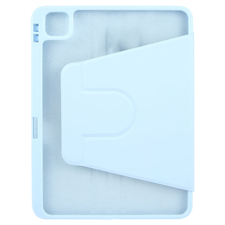 For iPad Air 11 2025 / 2024 / Air 5 GEBEI Acrylic TPU 3-folding Rotating Smart Tablet Leather Case withh Pen Slot(Sky Blue) by GEBEI