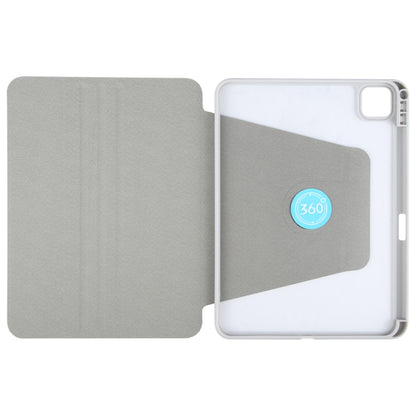 For iPad Air 11 2025 / 2024 / Air 5 GEBEI Acrylic TPU 3-folding Rotating Smart Tablet Leather Case withh Pen Slot(Grey) by GEBEI