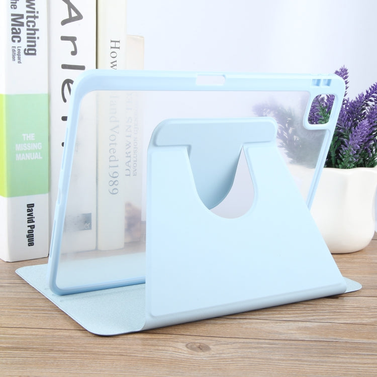 For iPad Air 13 2025 / 2024 GEBEI Acrylic TPU 3-folding Rotating Smart Tablet Leather Case withh Pen Slot(Sky Blue) by GEBEI