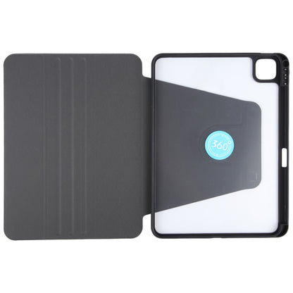 For iPad Air 13 2025 / 2024 GEBEI Acrylic TPU 3-folding Rotating Smart Tablet Leather Case withh Pen Slot(Black) by GEBEI
