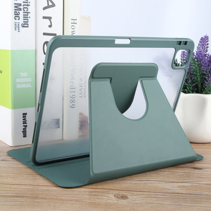 For iPad Pro 12.9 2022 / 2021 / 2020 GEBEI Acrylic TPU 3-folding Rotating Smart Tablet Leather Case withh Pen Slot(Dark Green) by GEBEI