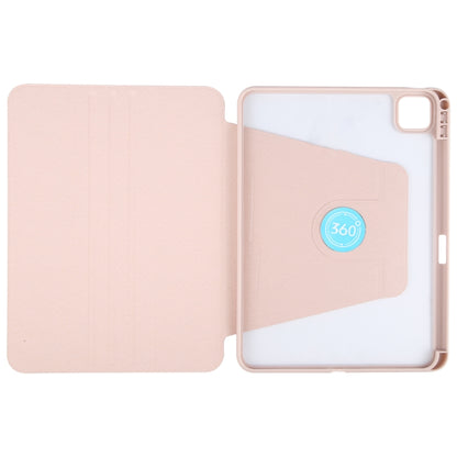 For iPad Pro 11 2025 / 2024 GEBEI Acrylic TPU 3-folding Rotating Smart Tablet Leather Case withh Pen Slot(Pink) by GEBEI