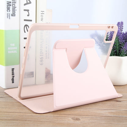 For iPad Pro 11 2025 / 2024 GEBEI Acrylic TPU 3-folding Rotating Smart Tablet Leather Case withh Pen Slot(Pink) by GEBEI