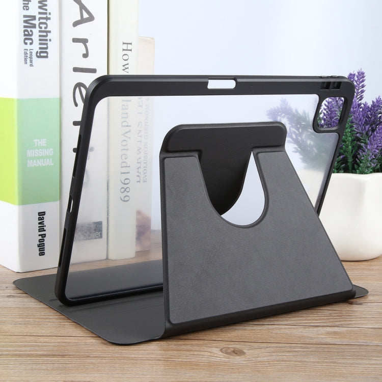 For iPad Pro 11 2025 / 2024 GEBEI Acrylic TPU 3-folding Rotating Smart Tablet Leather Case withh Pen Slot(Black) by GEBEI