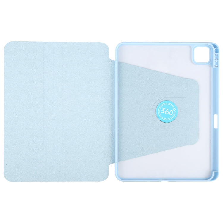 For iPad Pro 13 2025 / 2024 GEBEI Acrylic TPU 3-folding Rotating Smart Tablet Leather Case withh Pen Slot(Sky Blue) by GEBEI