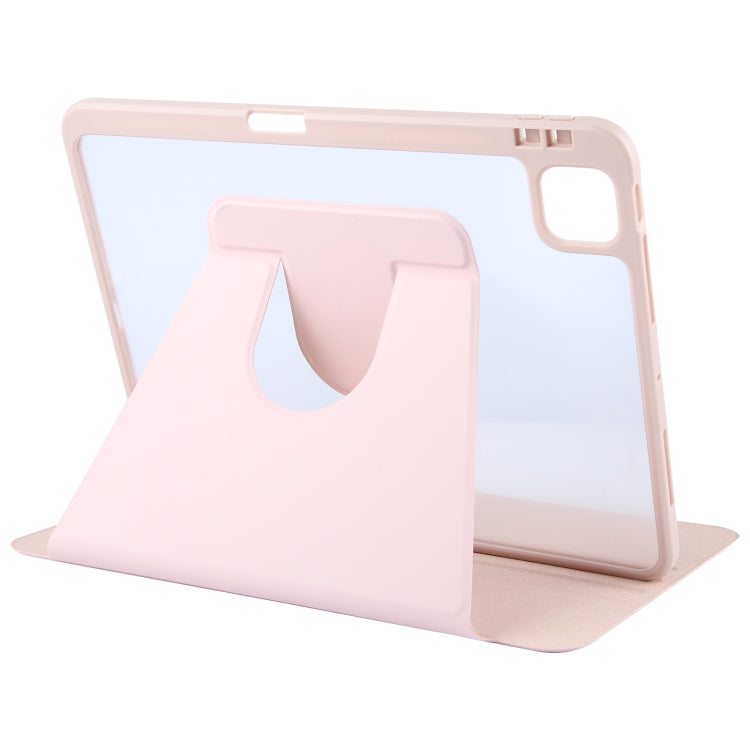 For iPad Pro 13 2025 / 2024 GEBEI Acrylic TPU 3-folding Rotating Smart Tablet Leather Case withh Pen Slot(Pink) by GEBEI