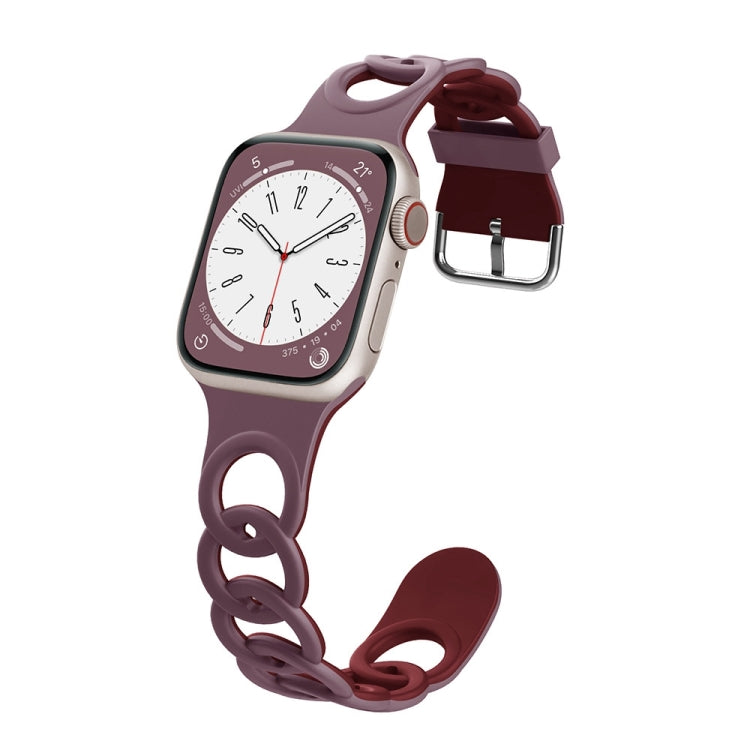 For Apple Watch Series 6 44mm Donut Hollow Silicone Watch Band(Smoke Purple Wine Red) by bashfashion