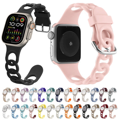 For Apple Watch Series 6 44mm Donut Hollow Silicone Watch Band(Smoke Purple Wine Red) by bashfashion
