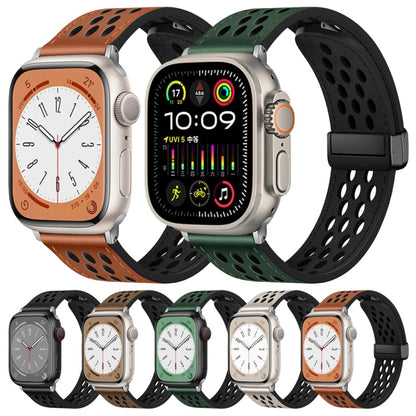 For Apple Watch Ultra 49mm Hole Style Folding Buckle PU Leather Watch Band(Taupe) by bashfashion