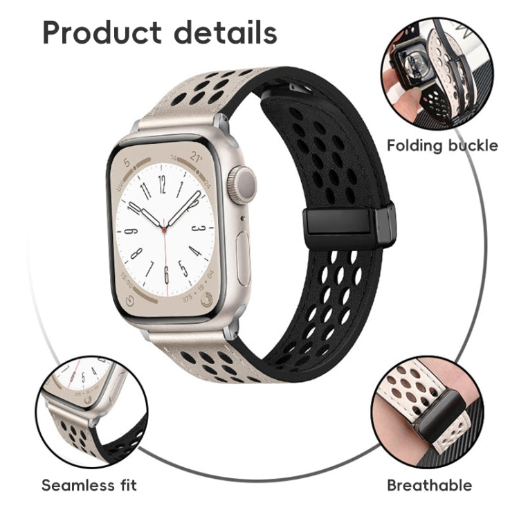 For Apple Watch Ultra 49mm Hole Style Folding Buckle PU Leather Watch Band(Taupe) by bashfashion