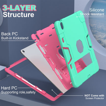 For iPad Air 13 2025 / 2024 Contrast Color Silicone Acrylic PC Tablet Case with Holder(Mint Green Rose Red) by bashfashion
