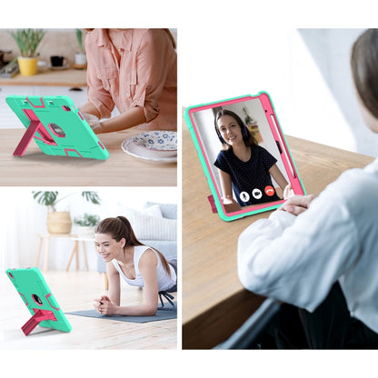 For iPad Air 13 2025 / 2024 Contrast Color Silicone Acrylic PC Tablet Case with Holder(Mint Green Rose Red) by bashfashion