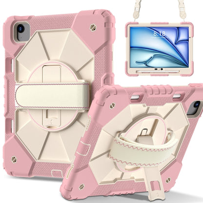 For iPad Air 11 2025 / 2024 Contrast Color Robot Silicone Hybrid PC Tablet Case(Rose Gold Beige) by bashfashion