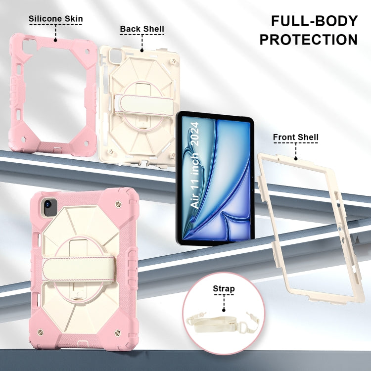 For iPad Air 11 2025 / 2024 Contrast Color Robot Silicone Hybrid PC Tablet Case(Rose Gold Beige) by bashfashion