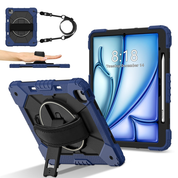 For iPad Air 13 2025 / 2024 Contrast Color Robot Silicone Hybrid PC Tablet Case(Navy Black) by bashfashion