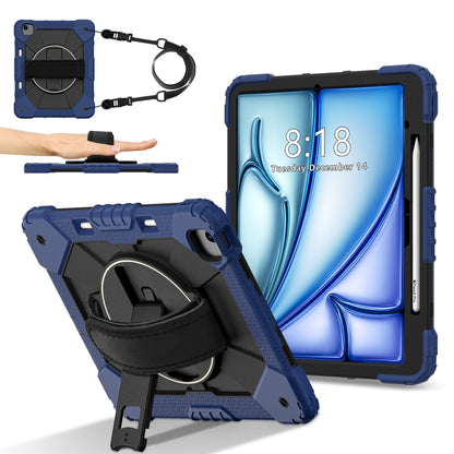 For iPad Air 13 2025 / 2024 Contrast Color Robot Silicone Hybrid PC Tablet Case(Navy Black) by bashfashion
