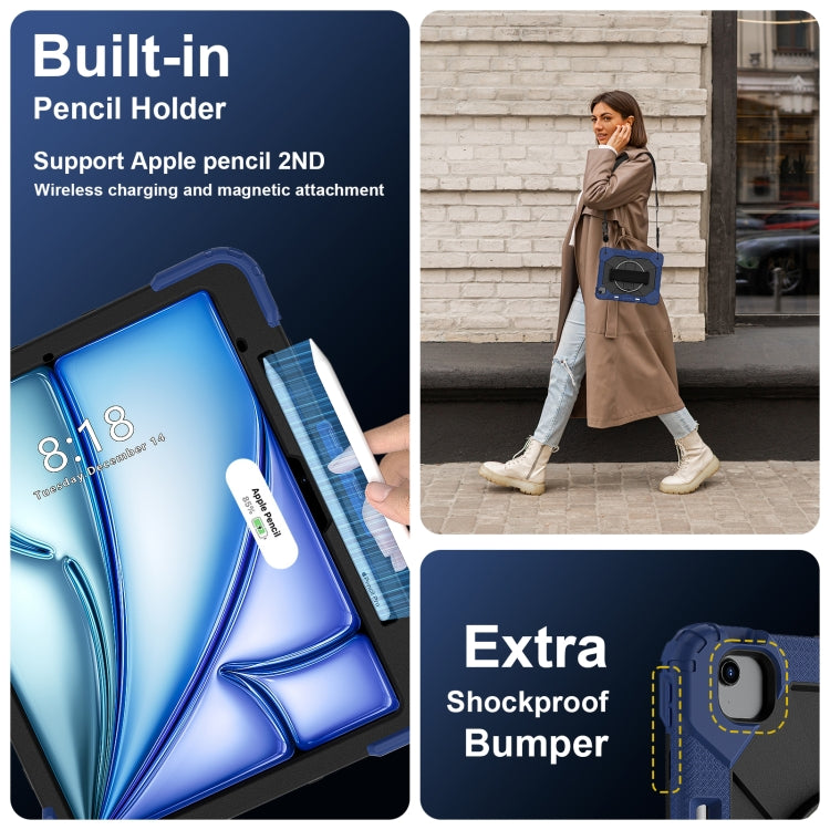 For iPad Air 13 2025 / 2024 Contrast Color Robot Silicone Hybrid PC Tablet Case(Navy Black) by bashfashion