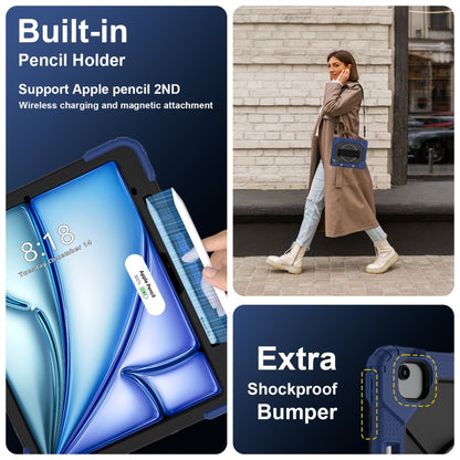 For iPad Air 13 2025 / 2024 Contrast Color Robot Silicone Hybrid PC Tablet Case(Navy Black) by bashfashion