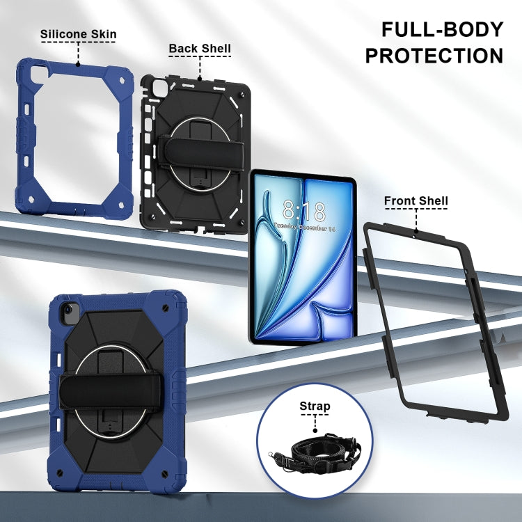For iPad Air 13 2025 / 2024 Contrast Color Robot Silicone Hybrid PC Tablet Case(Navy Black) by bashfashion
