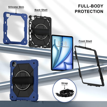 For iPad Air 13 2025 / 2024 Contrast Color Robot Silicone Hybrid PC Tablet Case(Navy Black) by bashfashion