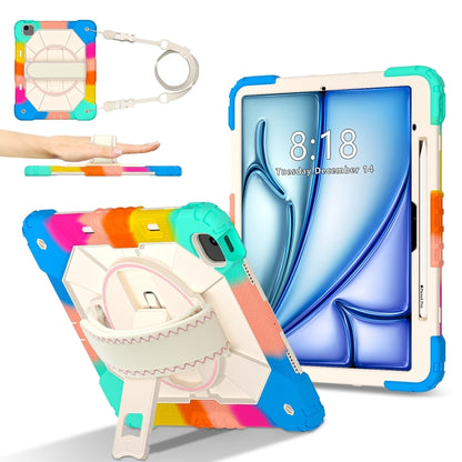 For iPad Air 13 2025 / 2024 Contrast Color Robot Silicone Hybrid PC Tablet Case(Colorful Blue) by bashfashion