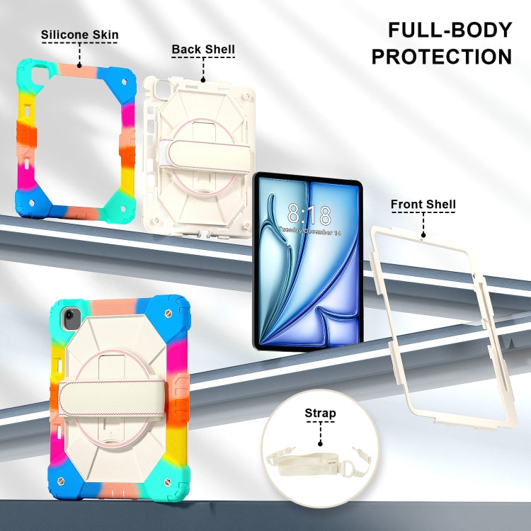 For iPad Air 13 2025 / 2024 Contrast Color Robot Silicone Hybrid PC Tablet Case(Colorful Blue) by bashfashion