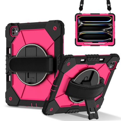 For iPad Pro 13 2025 / 2024 Contrast Color Robot Silicone Hybrid PC Tablet Case(Black Rose Red) by bashfashion