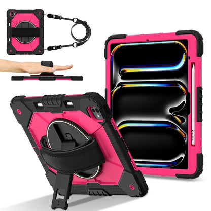 For iPad Pro 13 2025 / 2024 Contrast Color Robot Silicone Hybrid PC Tablet Case(Black Rose Red) by bashfashion