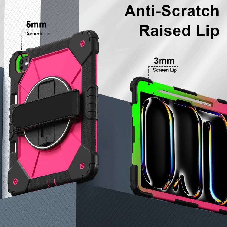 For iPad Pro 13 2025 / 2024 Contrast Color Robot Silicone Hybrid PC Tablet Case(Black Rose Red) by bashfashion