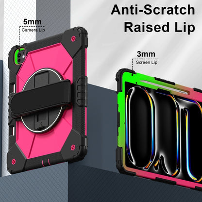 For iPad Pro 13 2025 / 2024 Contrast Color Robot Silicone Hybrid PC Tablet Case(Black Rose Red) by bashfashion
