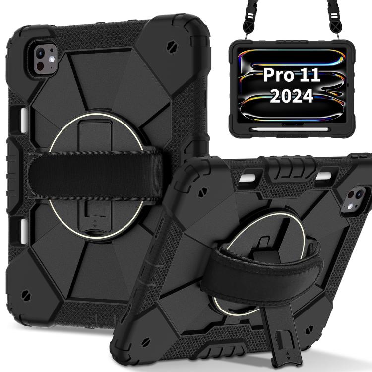 For iPad Pro 11 2025 / 2024 Contrast Color Robot Silicone Hybrid PC Tablet Case(Black) by bashfashion