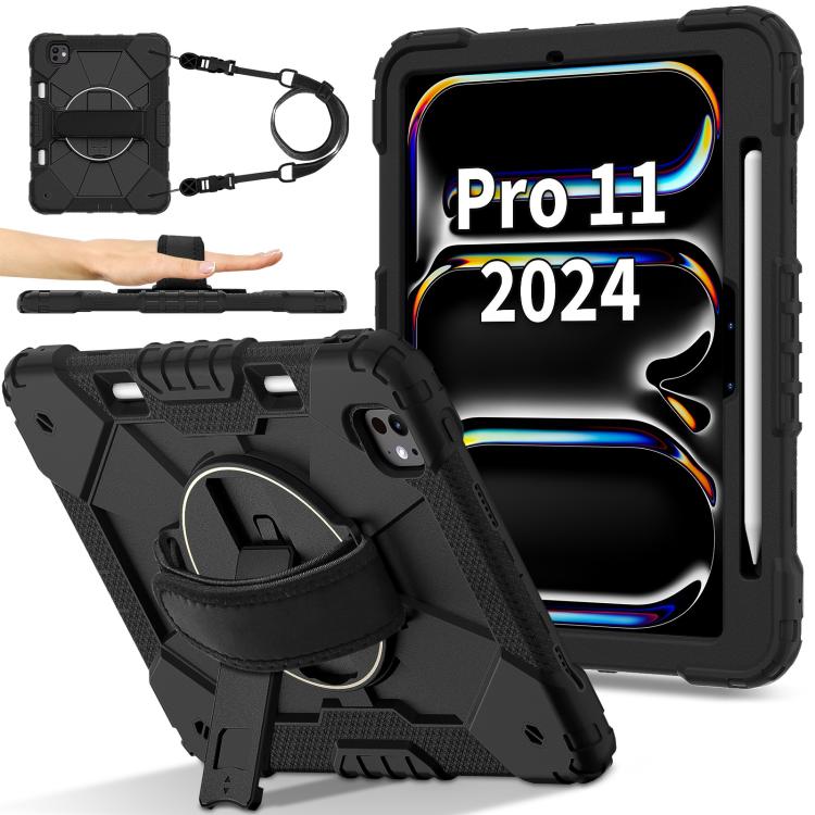 For iPad Pro 11 2025 / 2024 Contrast Color Robot Silicone Hybrid PC Tablet Case(Black) by bashfashion