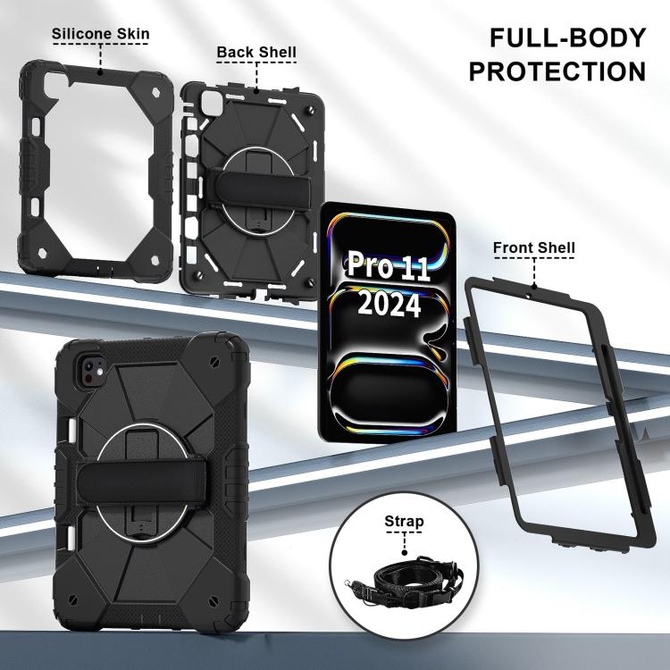 For iPad Pro 11 2025 / 2024 Contrast Color Robot Silicone Hybrid PC Tablet Case(Black) by bashfashion