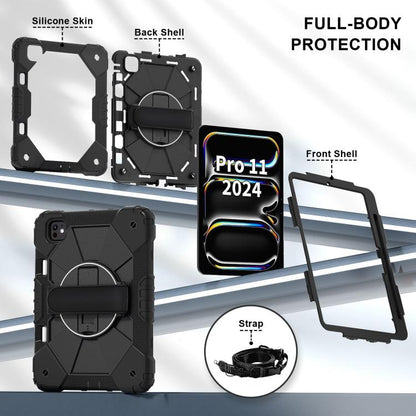 For iPad Pro 11 2025 / 2024 Contrast Color Robot Silicone Hybrid PC Tablet Case(Black) by bashfashion