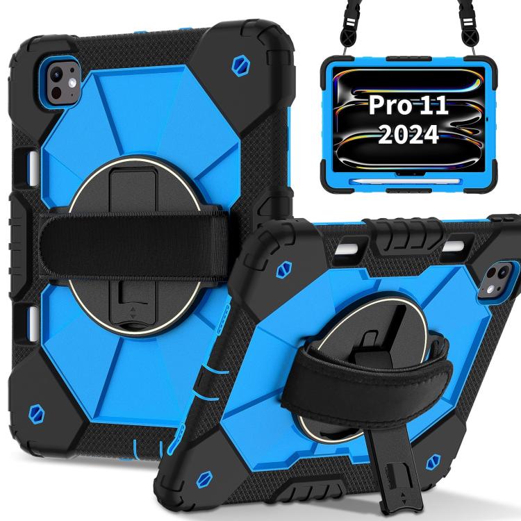 For iPad Pro 11 2025 / 2024 Contrast Color Robot Silicone Hybrid PC Tablet Case(Black Blue) by bashfashion