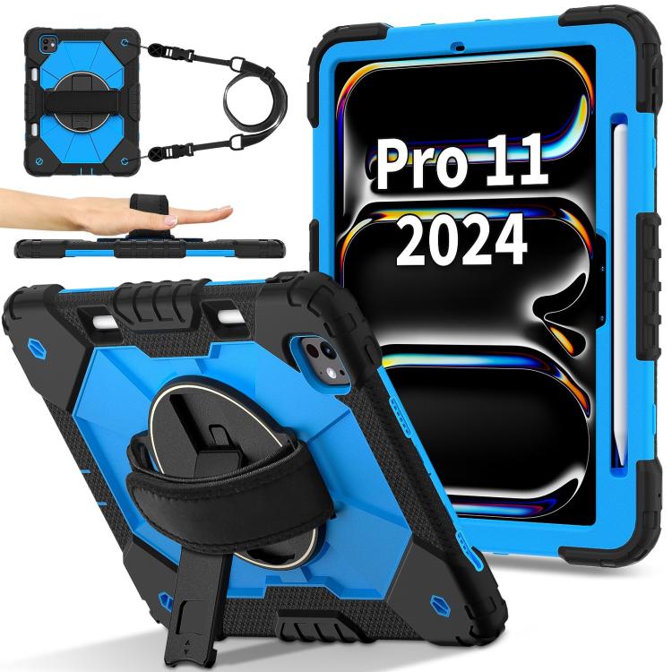 For iPad Pro 11 2025 / 2024 Contrast Color Robot Silicone Hybrid PC Tablet Case(Black Blue) by bashfashion