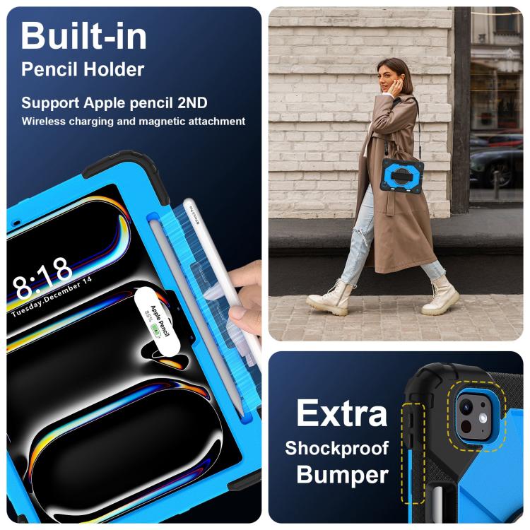 For iPad Pro 11 2025 / 2024 Contrast Color Robot Silicone Hybrid PC Tablet Case(Black Blue) by bashfashion