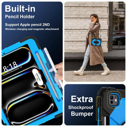 For iPad Pro 11 2025 / 2024 Contrast Color Robot Silicone Hybrid PC Tablet Case(Black Blue) by bashfashion
