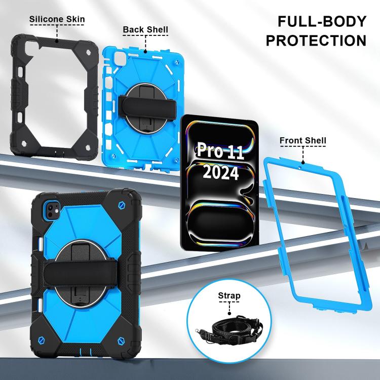 For iPad Pro 11 2025 / 2024 Contrast Color Robot Silicone Hybrid PC Tablet Case(Black Blue) by bashfashion