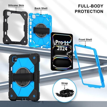 For iPad Pro 11 2025 / 2024 Contrast Color Robot Silicone Hybrid PC Tablet Case(Black Blue) by bashfashion