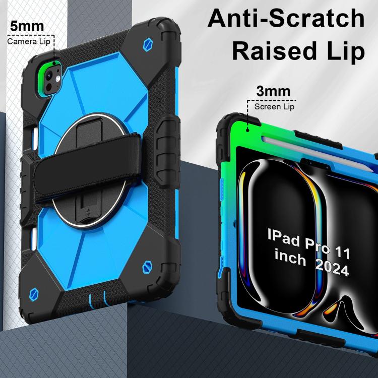 For iPad Pro 11 2025 / 2024 Contrast Color Robot Silicone Hybrid PC Tablet Case(Black Blue) by bashfashion