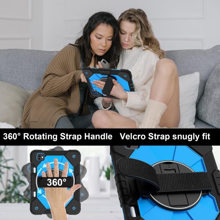 For iPad Pro 11 2025 / 2024 Contrast Color Robot Silicone Hybrid PC Tablet Case(Black Blue) by bashfashion
