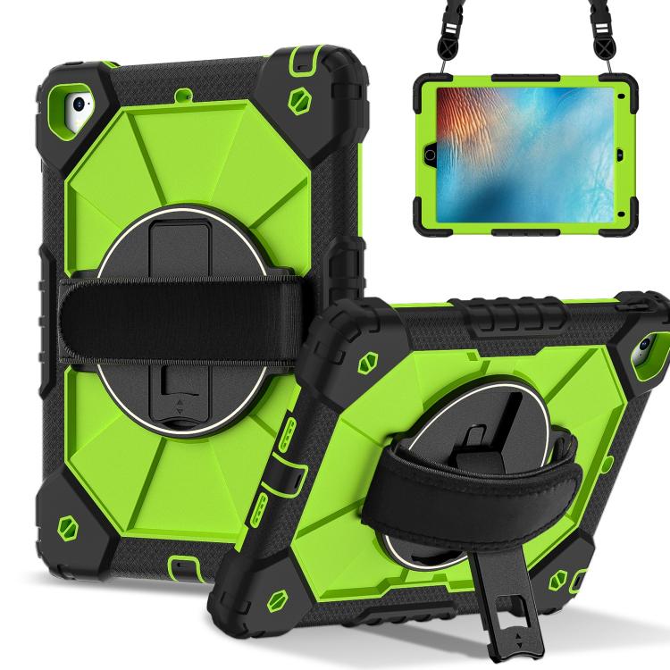 For iPad Pro 9.7 / 9.7 2018 / 2017 Contrast Color Robot Silicone Hybrid PC Tablet Case(Black Yellow Green) by bashfashion