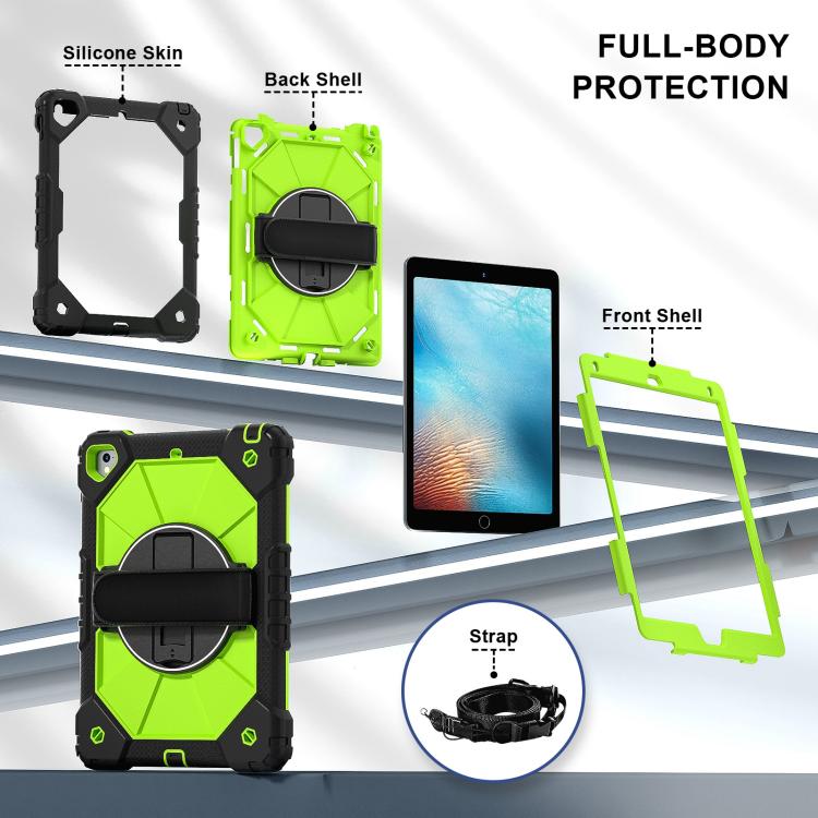 For iPad Pro 9.7 / 9.7 2018 / 2017 Contrast Color Robot Silicone Hybrid PC Tablet Case(Black Yellow Green) by bashfashion