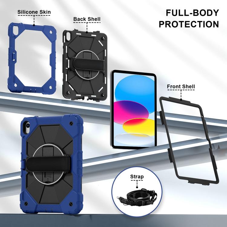 For iPad 2025 / 2022 Contrast Color Robot Silicone Hybrid PC Tablet Case(Navy Black) by bashfashion